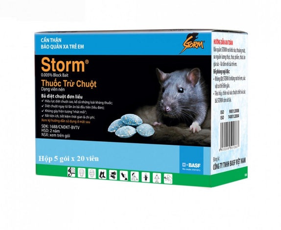 Thuốc trừ chuột thế hệ mới Storm nhập khẩu từ Đức gói 20 viên |